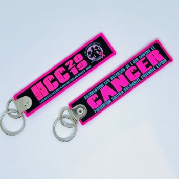 Porte clé "flamme" HCC fluo