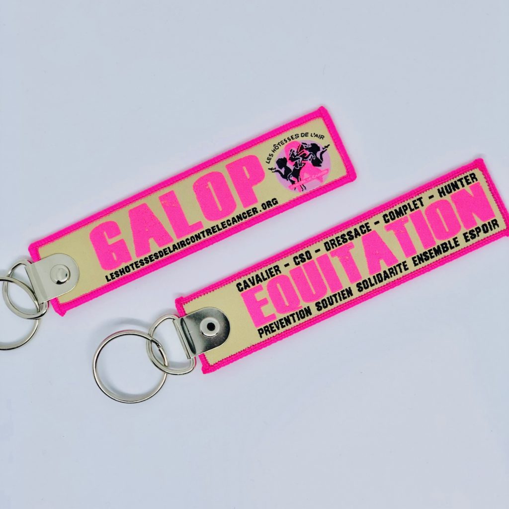 *SPORT - Porte clé "flamme" Equitation fluo