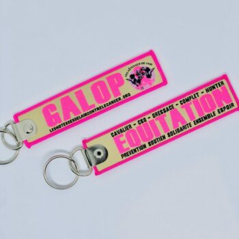 *SPORT - Porte clé "flamme" Equitation fluo